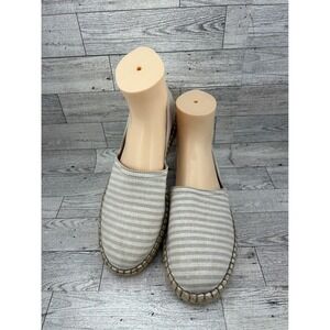 Born Drilles Womens 8.5M Espadrille Flats Beige White Striped Slip On BR0004155